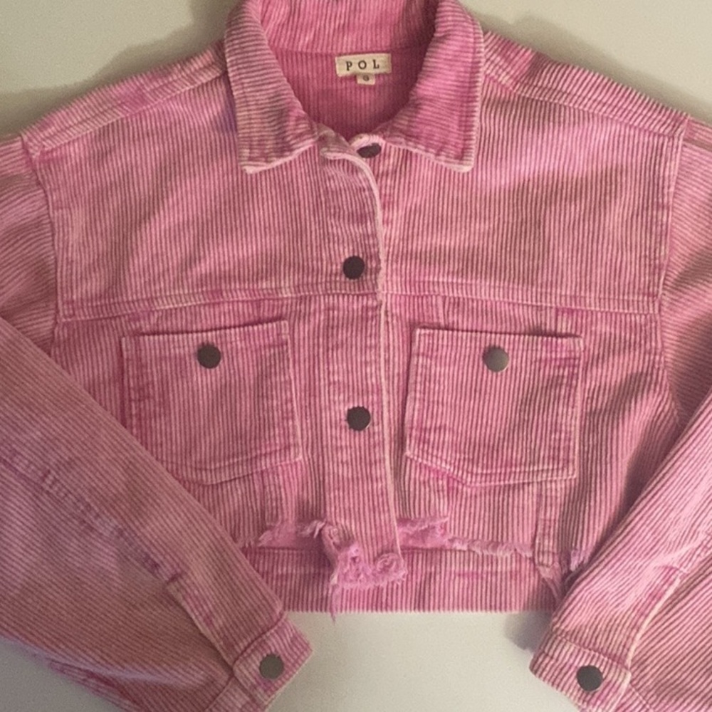 Hot Pink POL Vintage Barbie Pink Corduroy Jacket with Raw Hem Size Small - Picture 12 of 16